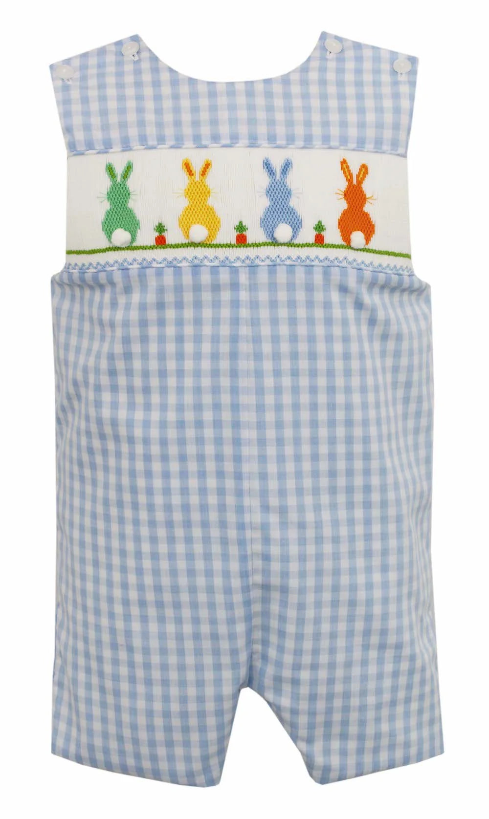Baby / Toddler Boys Blue Gingham Smocked Easter Bunny Cottontails Jon Jon by Anavani