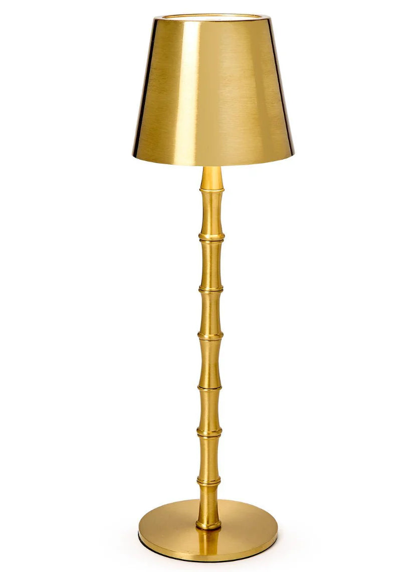 Cordless Rechargeable Gold Bamboo Table Lamp