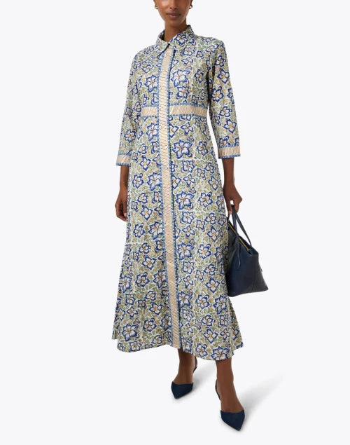 Shirt Dress Maxi in Ivy Cobalt by Oliphant – Poshabilities