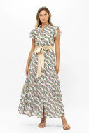 Ruffle Collar Button Maxi by Oliphant in Lupina Cotal