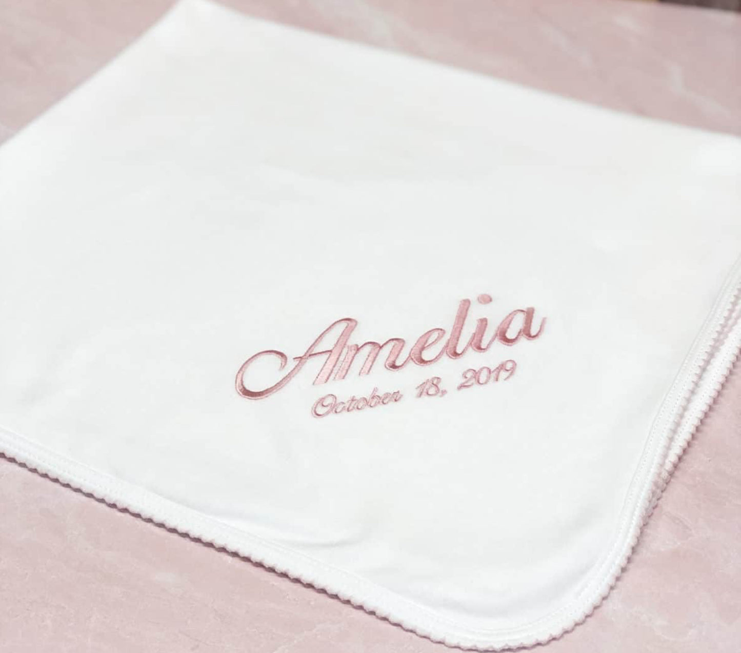 (Special Orders) Pima Cotton Baby Blanket with Embroidery by Marcel