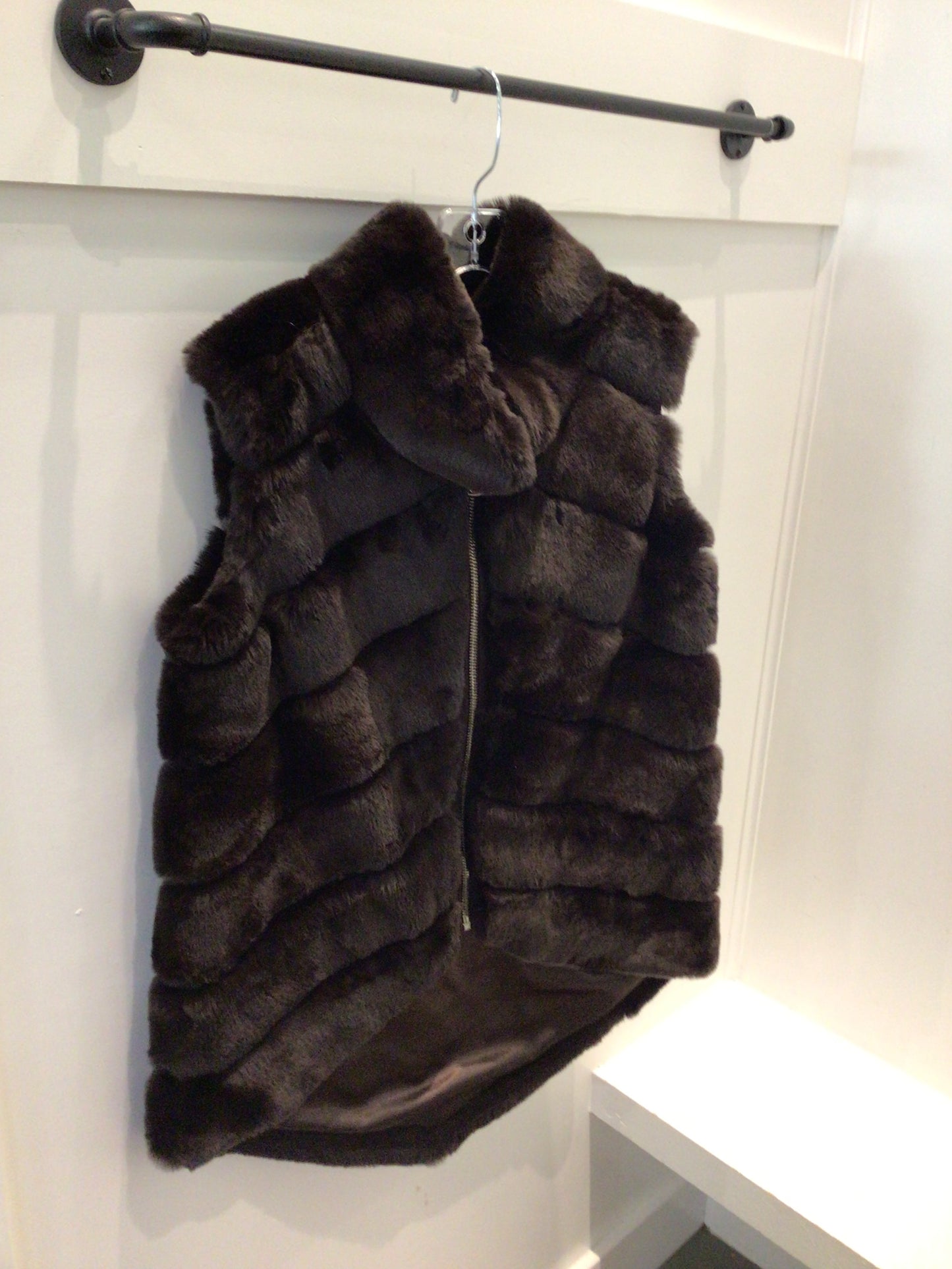 Rabbit and Suede Vest in Brown by Mitchie’s