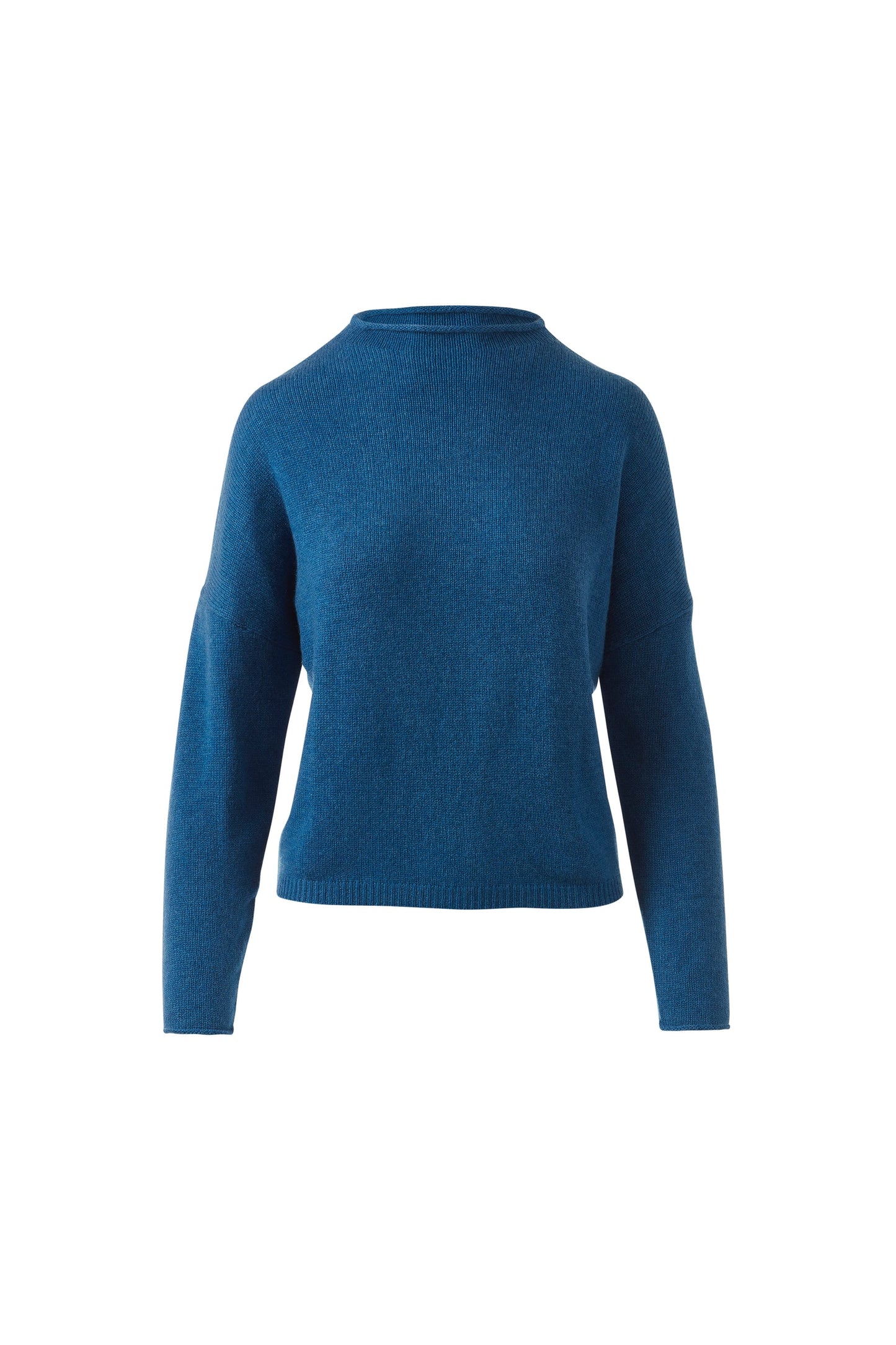 Slouchy Roll Trim Pullover in Sapphire by Kinross