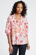 Alexis No Iron Watercolor Floral Popover Shirt by Foxcroft