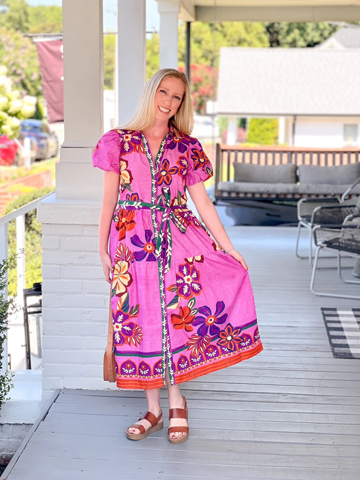 Della Dress in Mauve Blossoms