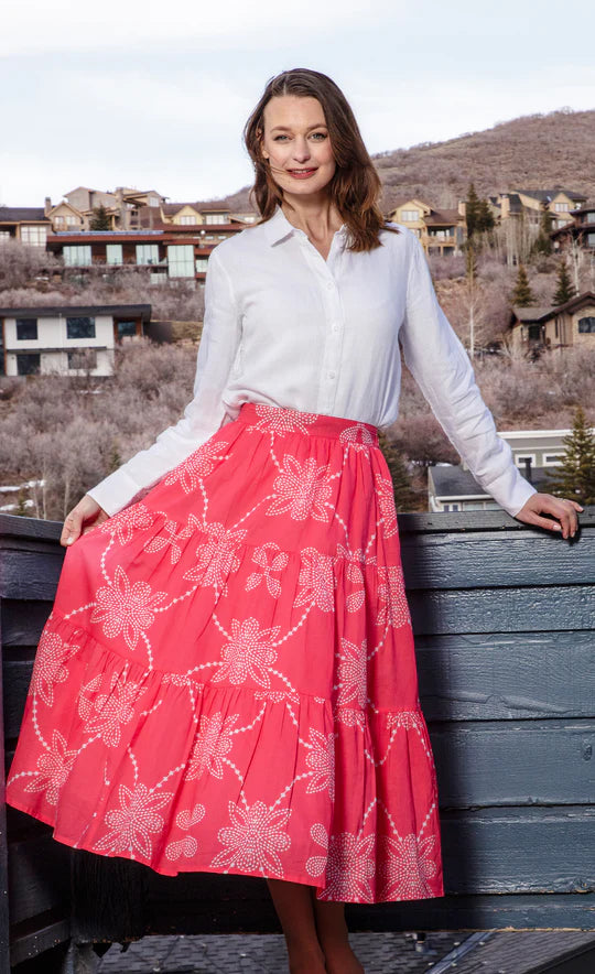 Woodstock Skirt in Pink/White Print