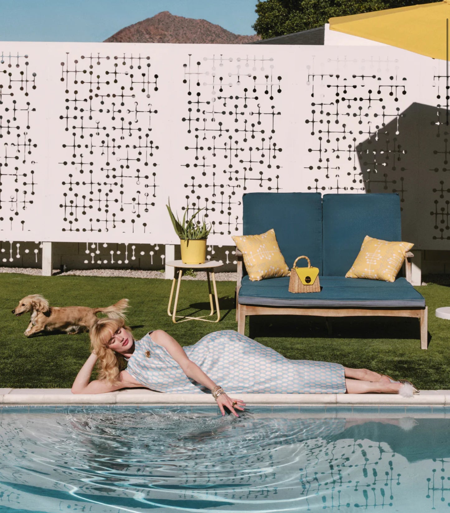 Carlyle Maxi Dress Loop Print in Blue Oyster by Frances Valentine