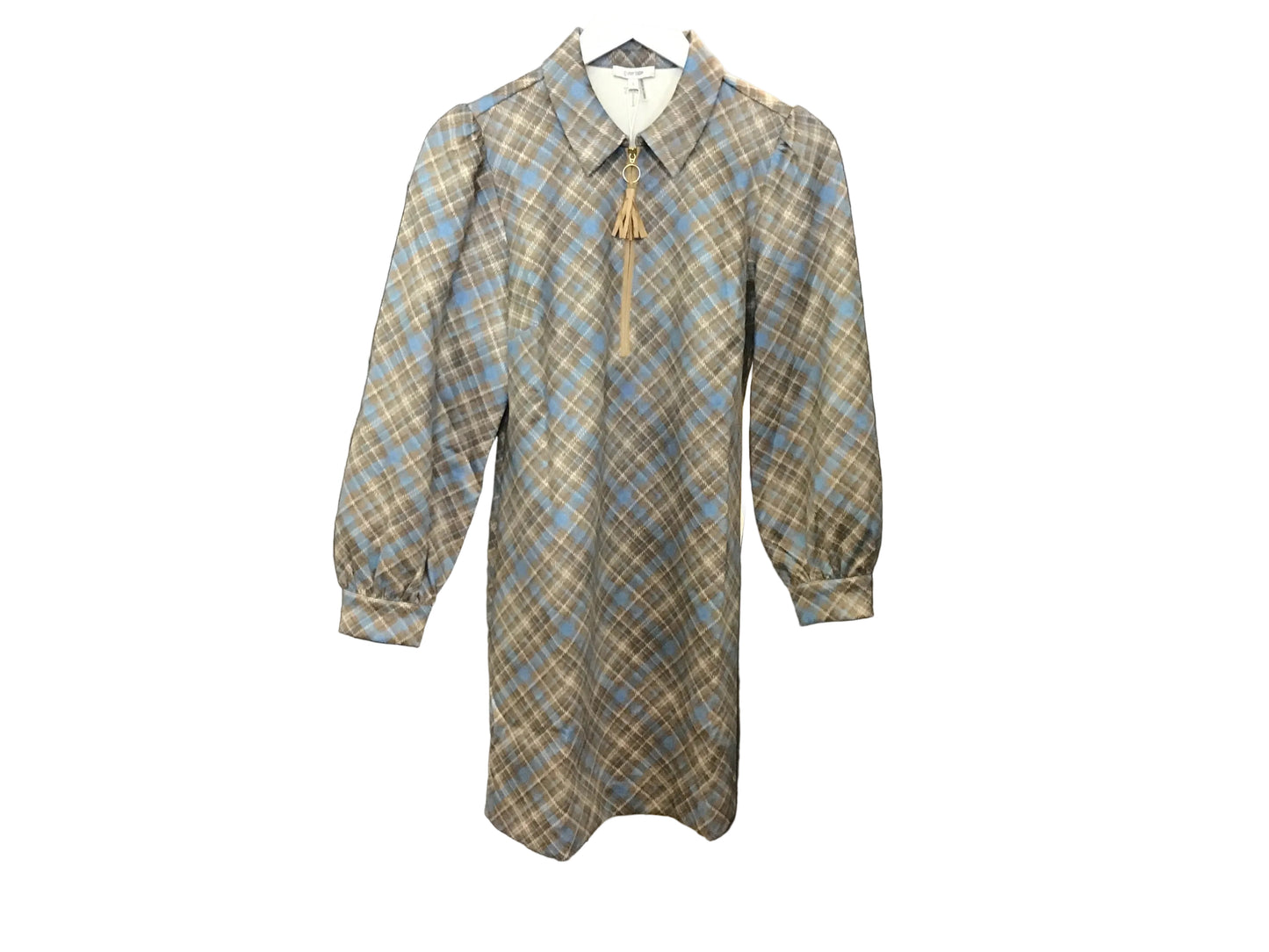 Melanie Knit Diagonal Plaid Sweater Dress in Confl/Iced Coffee by Tyler Böe