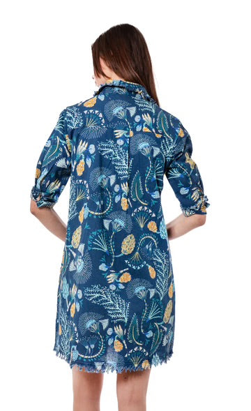 Chatham Dress Blue Underwater Print by Dizzy Lizzie