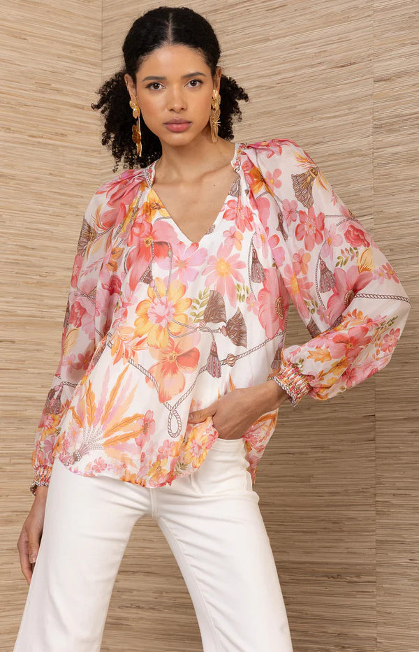 Sequoia V Neck top in Coral by Hale Bob