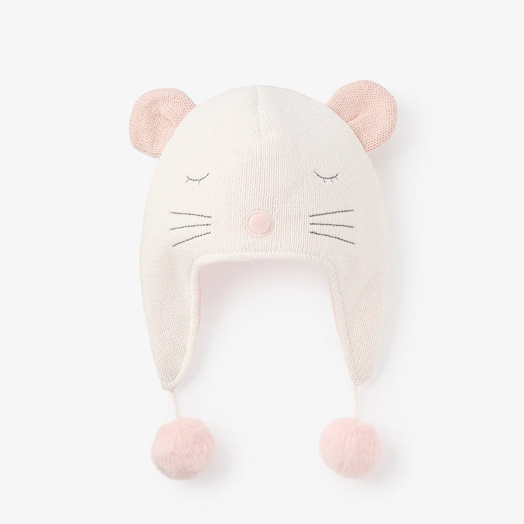 Whisper White Mouse Aviator Hat by Elegant Baby