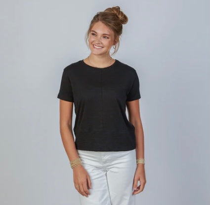 Celia Perfect Length Short Sleeve Tee in Black
