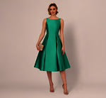 Sleeveless Mikado Fit And Flare Midi Dress With V-Back In Exotic Jade by Adrianna Papell