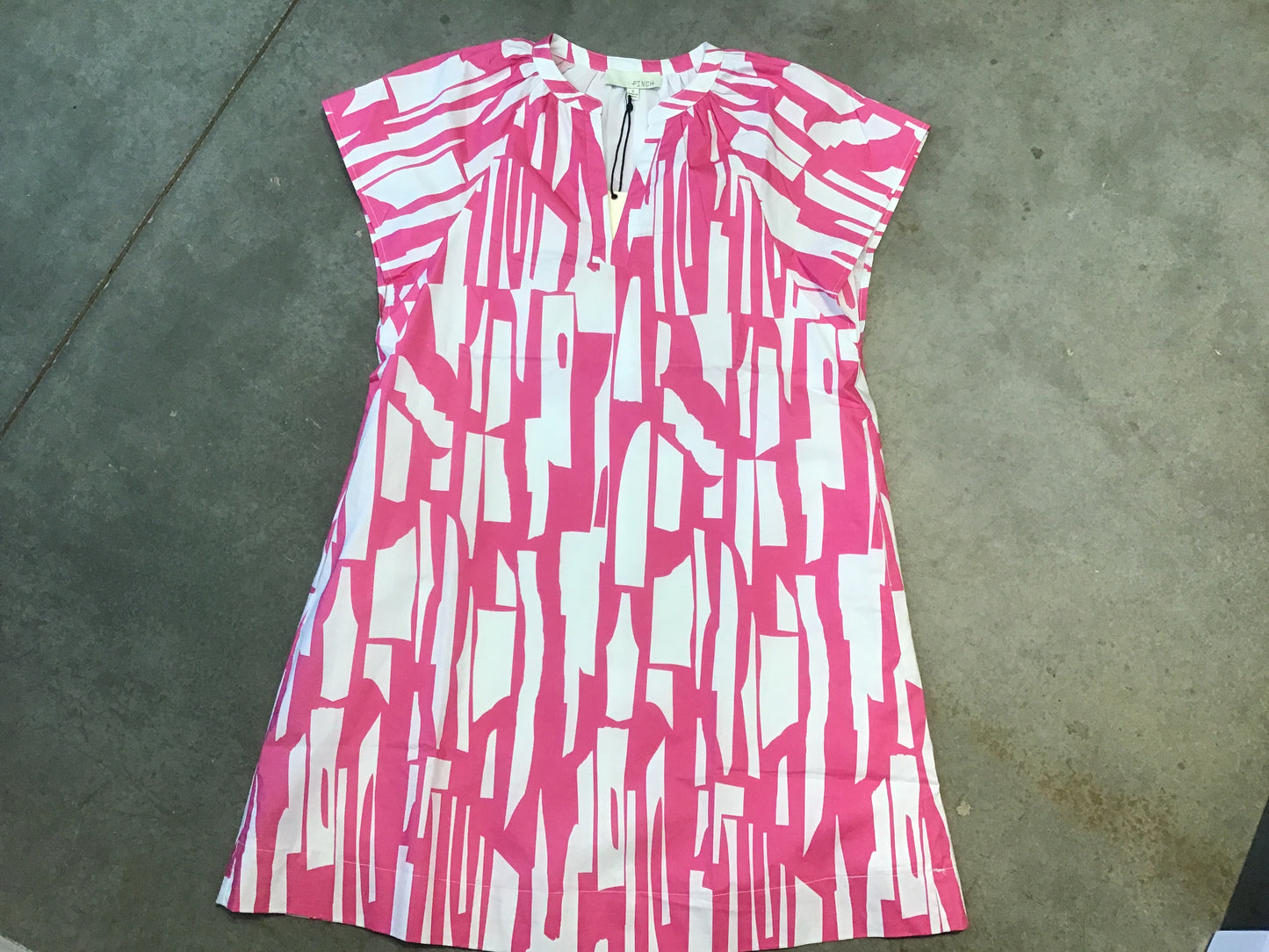 Print V-Neck Mini Dress in Hot Pink by Pinch