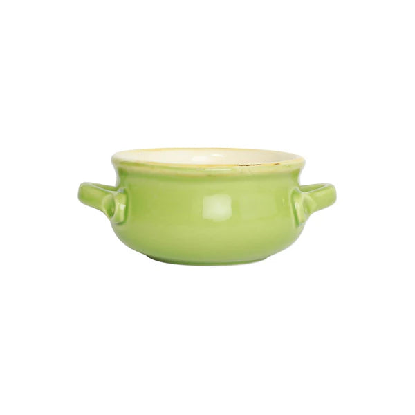 Italian Bakers Small Handled Round Baker in Green by Vietri