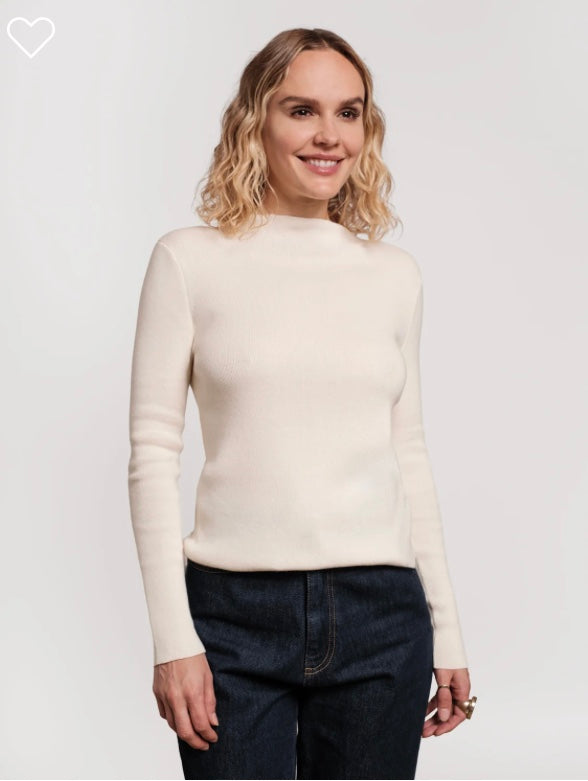 Marie Long Sleeve Sweater in Oyster by Frances Valentine