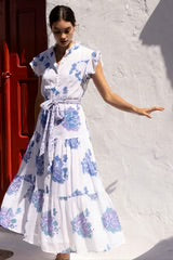 Ruffle Collar Maxi in Portfino Blue by Oliphant