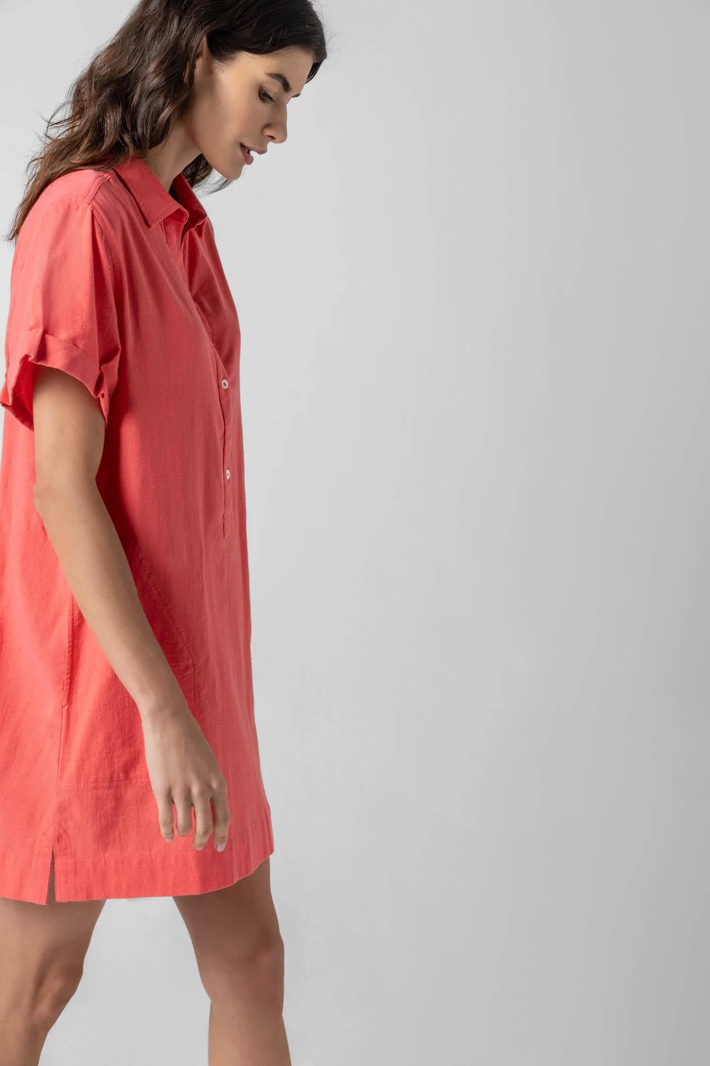 Half Placket Shirt Dress in Reef PA2980-REF