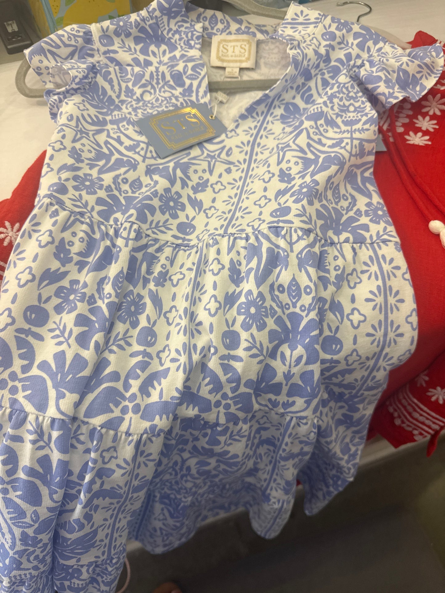 STS Sale Tropical Print Dress in Blue SU2503-SMST