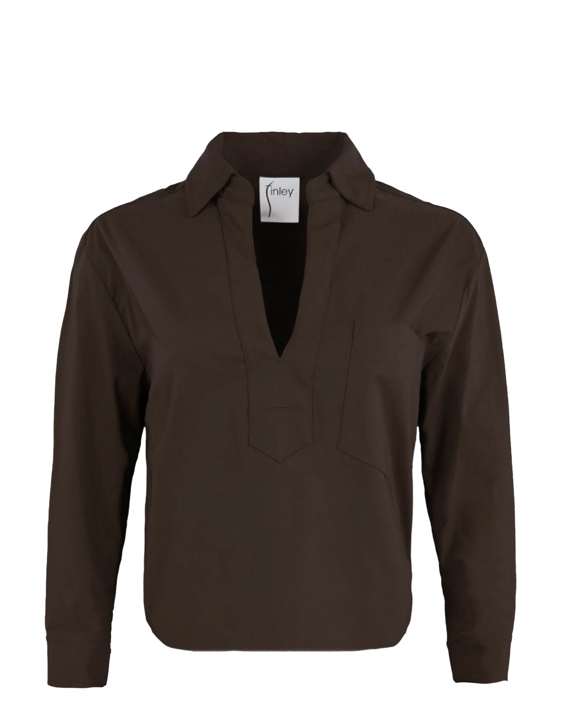 Joni Popover Poplin Shirt in Chocolate by Finley