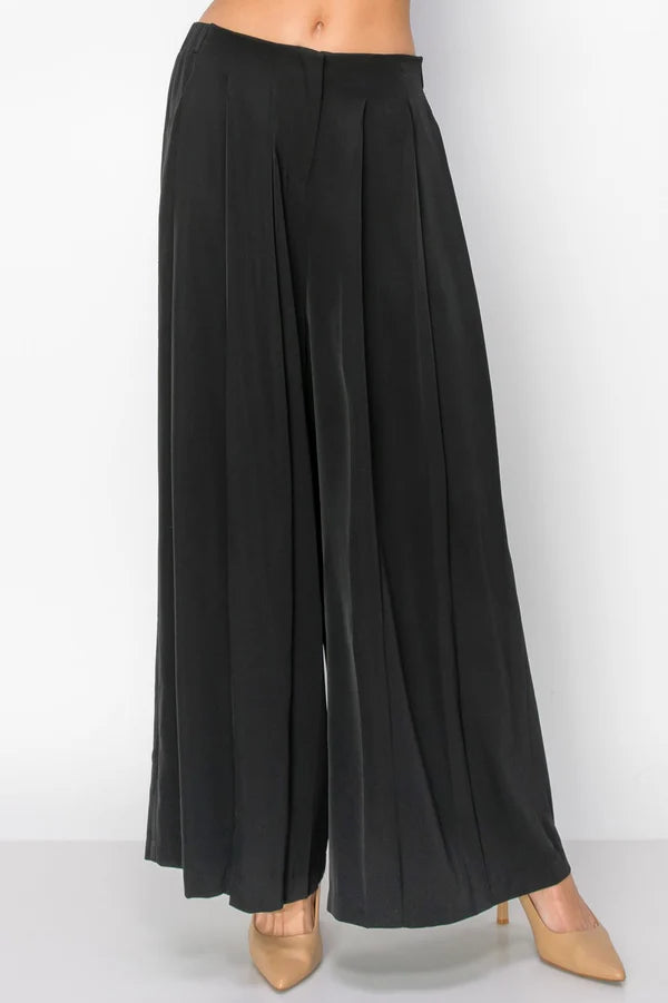 Wesson Palazzo Woven Pant in Black