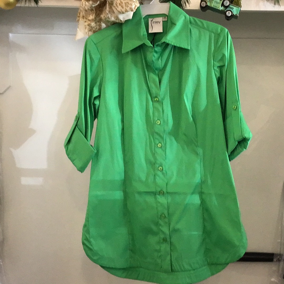Joey Roll Up Sleeve Shirt in Green by Finley