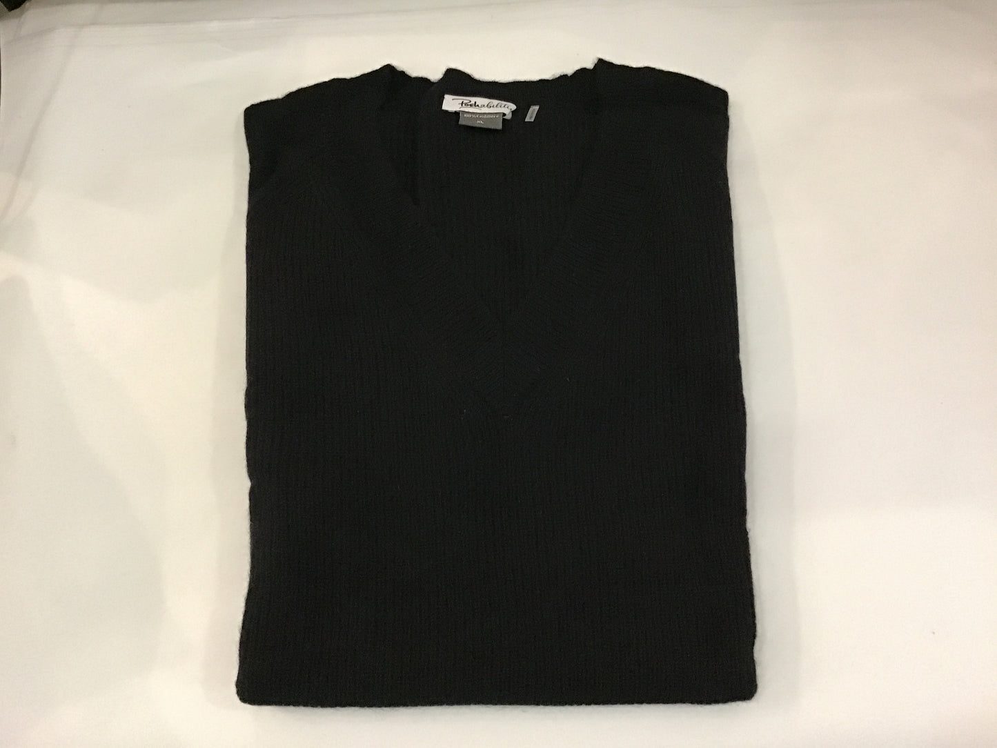 100% Cashmere Shaker Crew Sweater in Black by Pure Amici