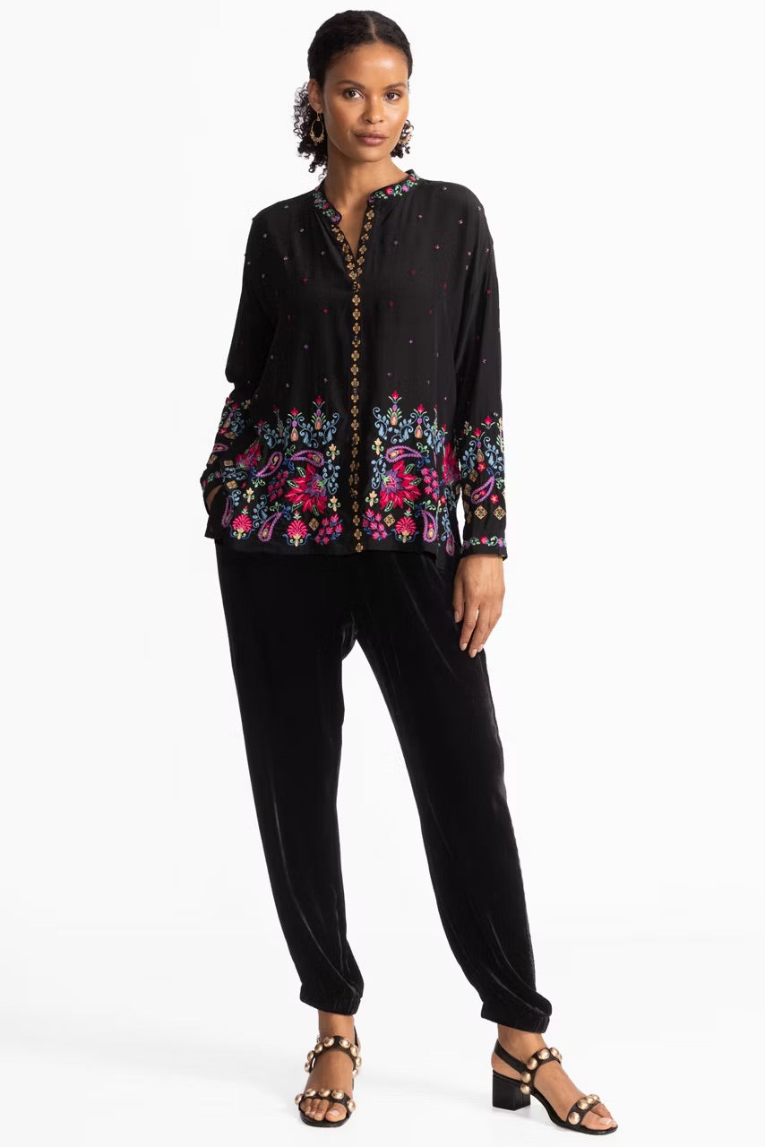 Audrey Mandarin Collar Shirt - Teresa by Johnny Was