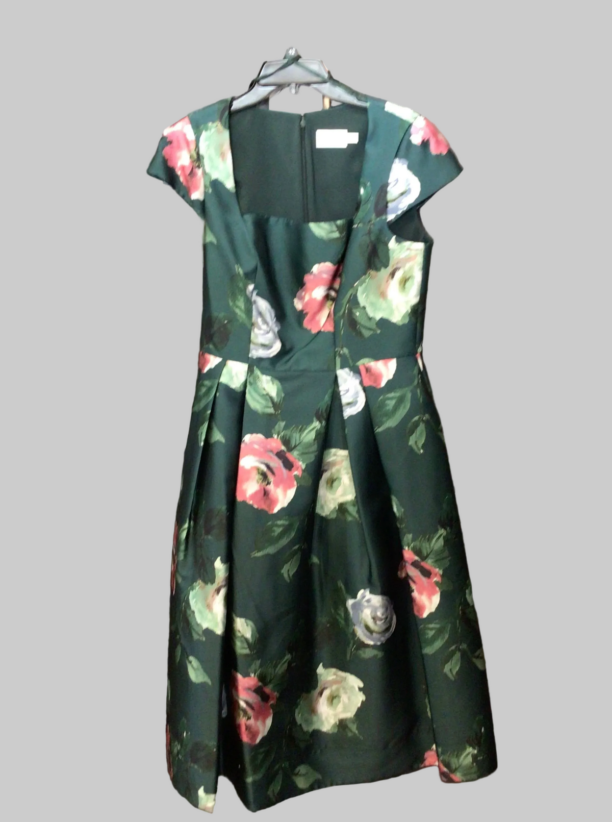 Tea Length Floral Gown in Emerald by Eliza J