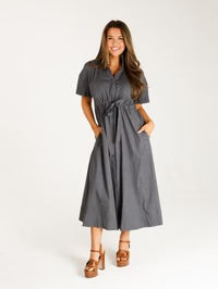Bria Dress in Black Washed Denim by Holly Shae