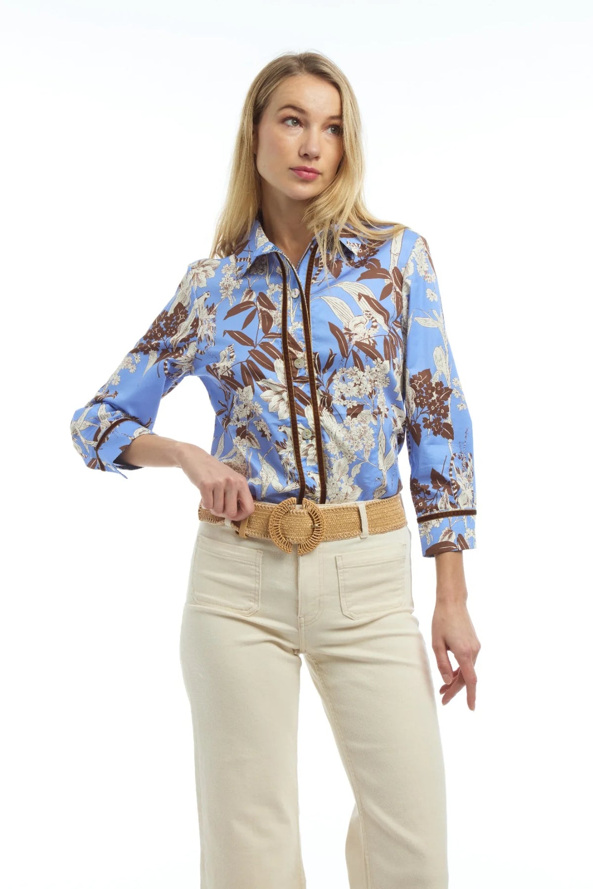 Elizabeth Blouse 26” in Blue/Chocolate by Patty Kim