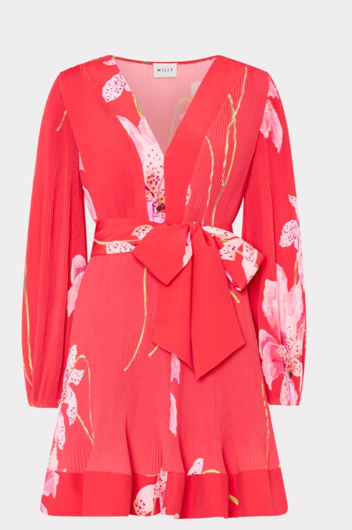 Liv Floral Pleated Mini Dress by Milly