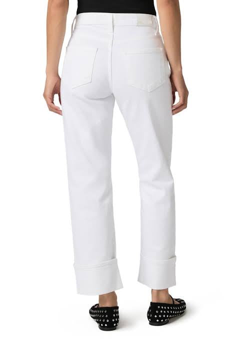 Morgan Ankle Mid Rise Straight Leg in Laundered White by Paige