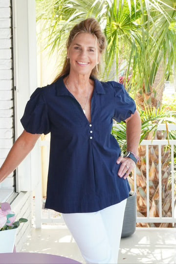 Virginia Top in Navy by Just Darviny