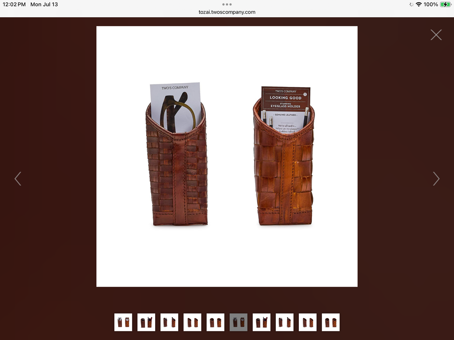 Chestnut Woven Leather Eyeglass by Two’s Company