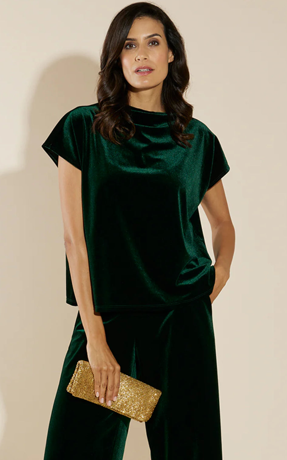 Tillie Velvet Palace Green Top by Jude Connally