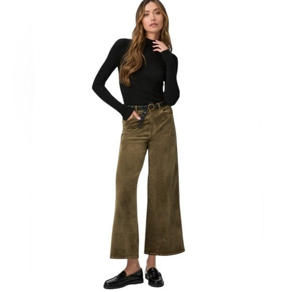 Harper Ankle Dark Brushed Olive Corduroy Pants by Paige