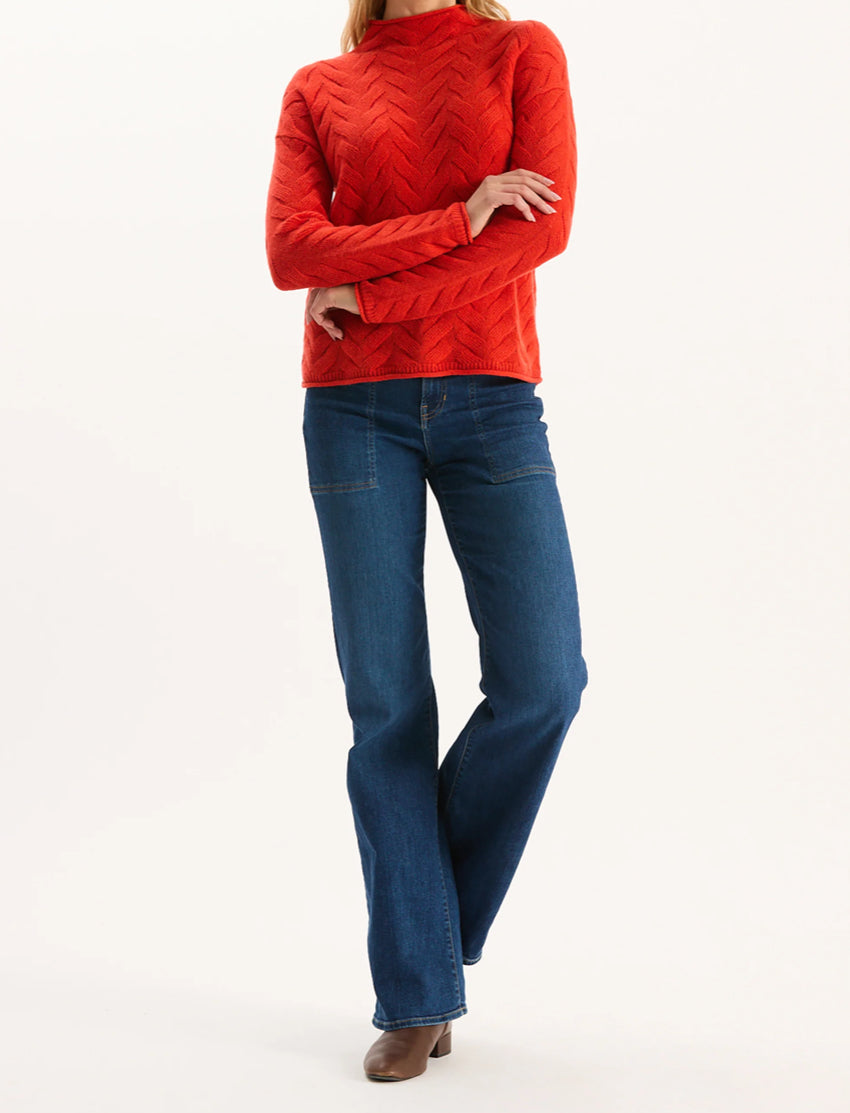 Gracie Cashmere Basketweave Sweater in Coralitp by Tyler Boe