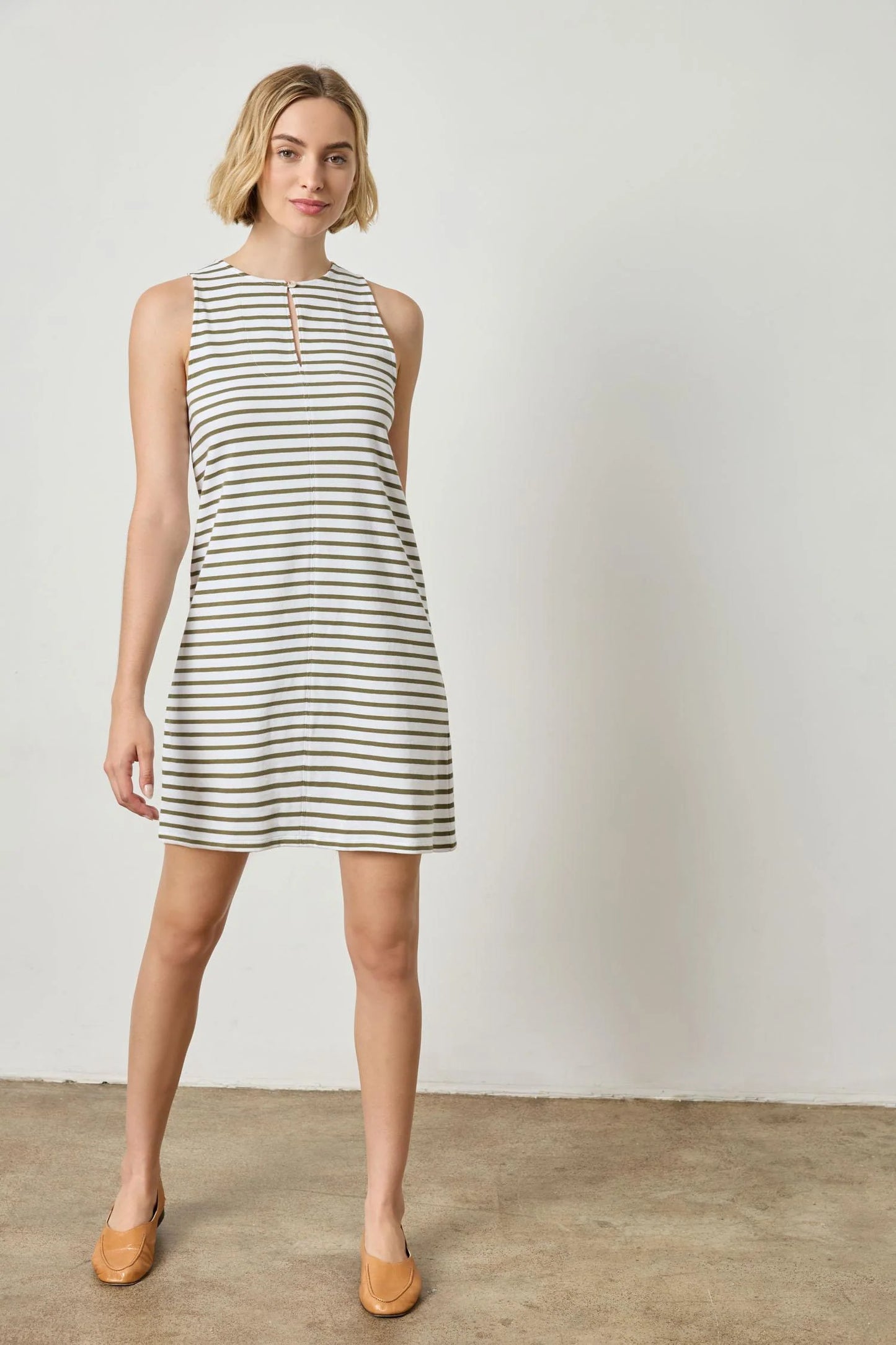 Keyhole Tank Dress in Kelp Stripe by Lilla P