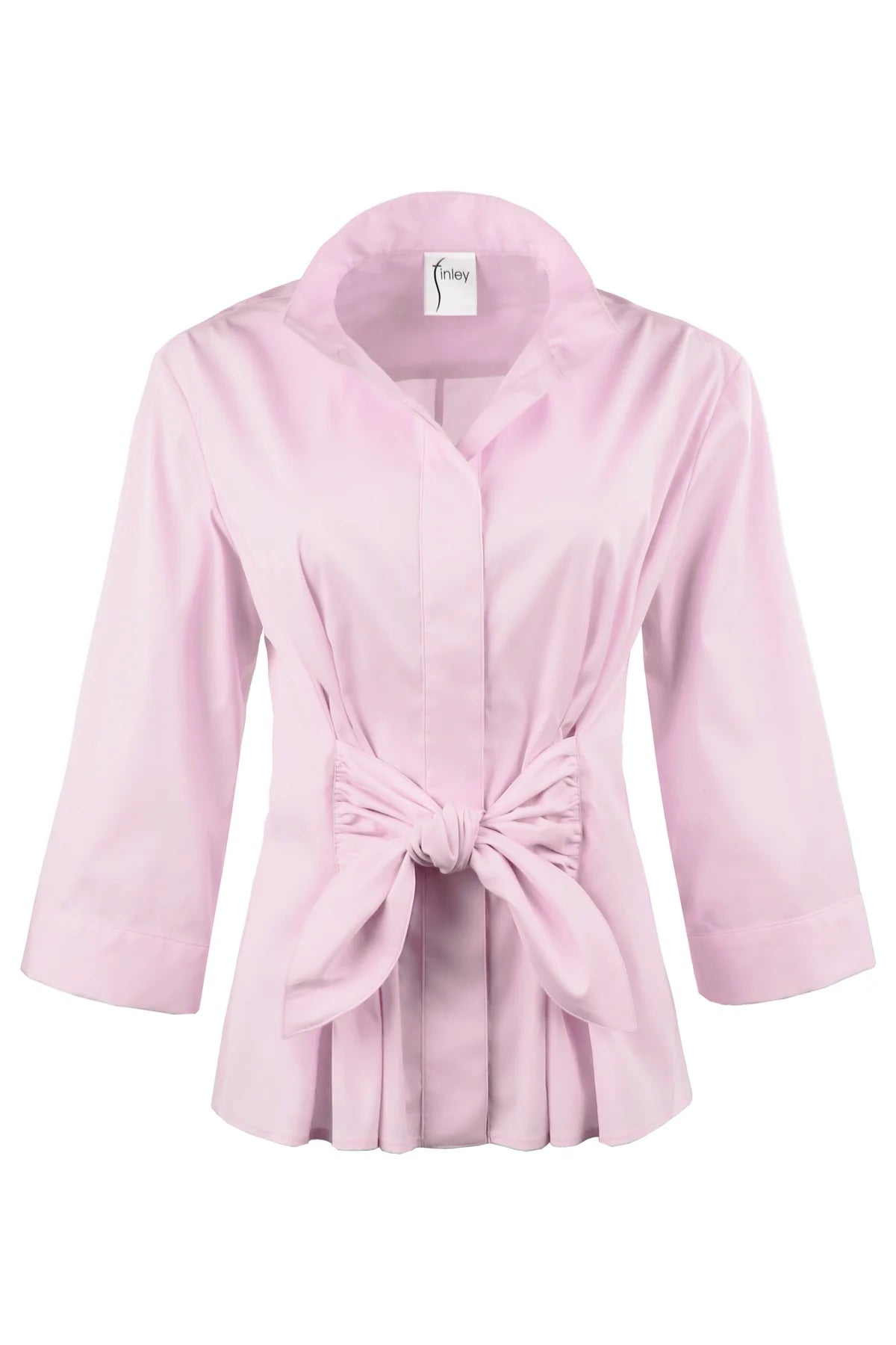 3/4 Sleeve Rocky Shirt Solid Silky Poplin in Pale Pink by Finley