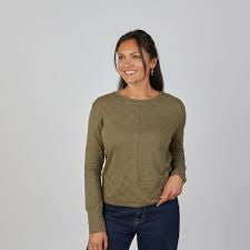 Celia Perfect Length Tee in Natural Brown Long Sleeve by Erin Gray