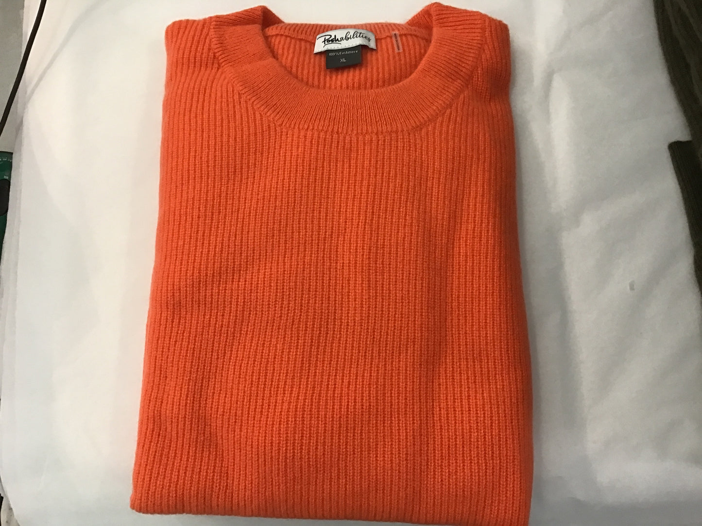 100% Cashmere Crew Shaker Sweater in Flame by Pure Amici