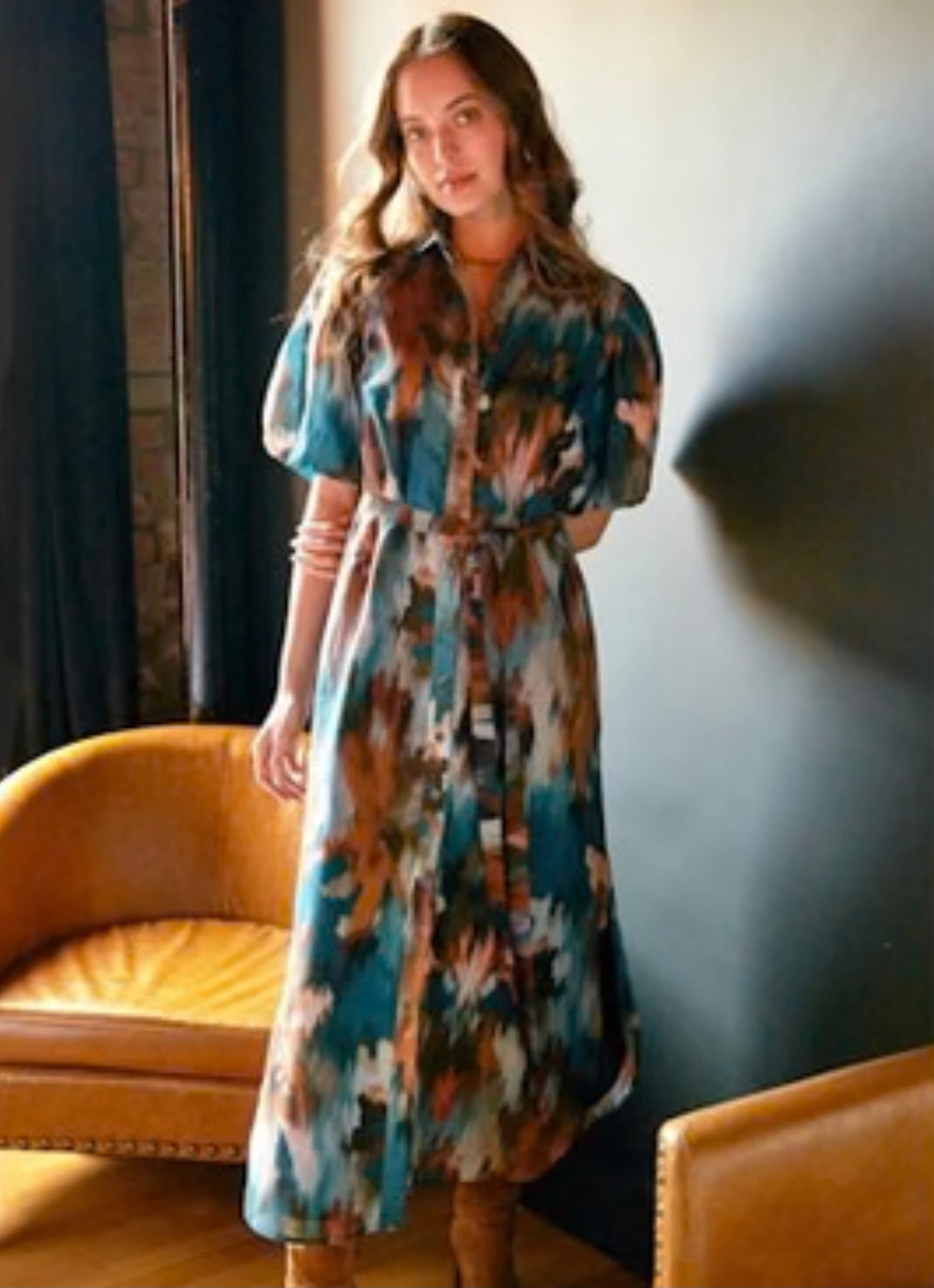 Madeline Dress Autumn Brushstroke by Finley