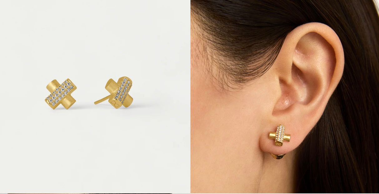 Juliette Pave Studs in Gold by Dean Davidson