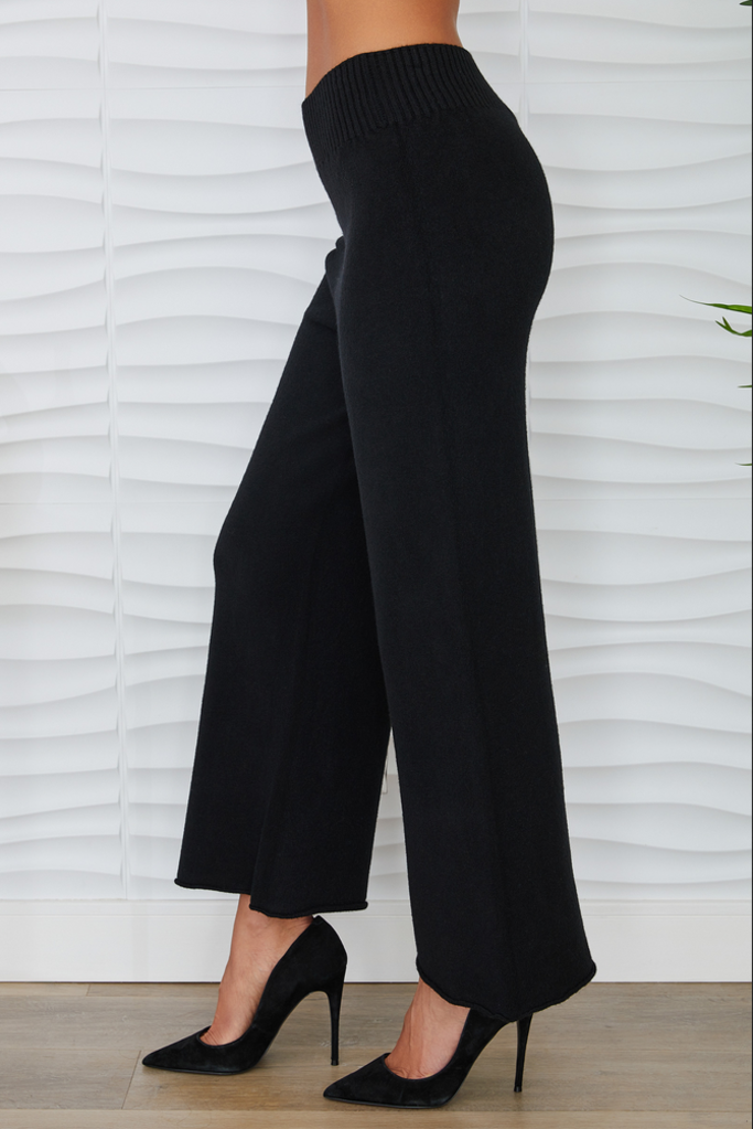 Crop Flare Cozy Pant in Black by Milio Milano