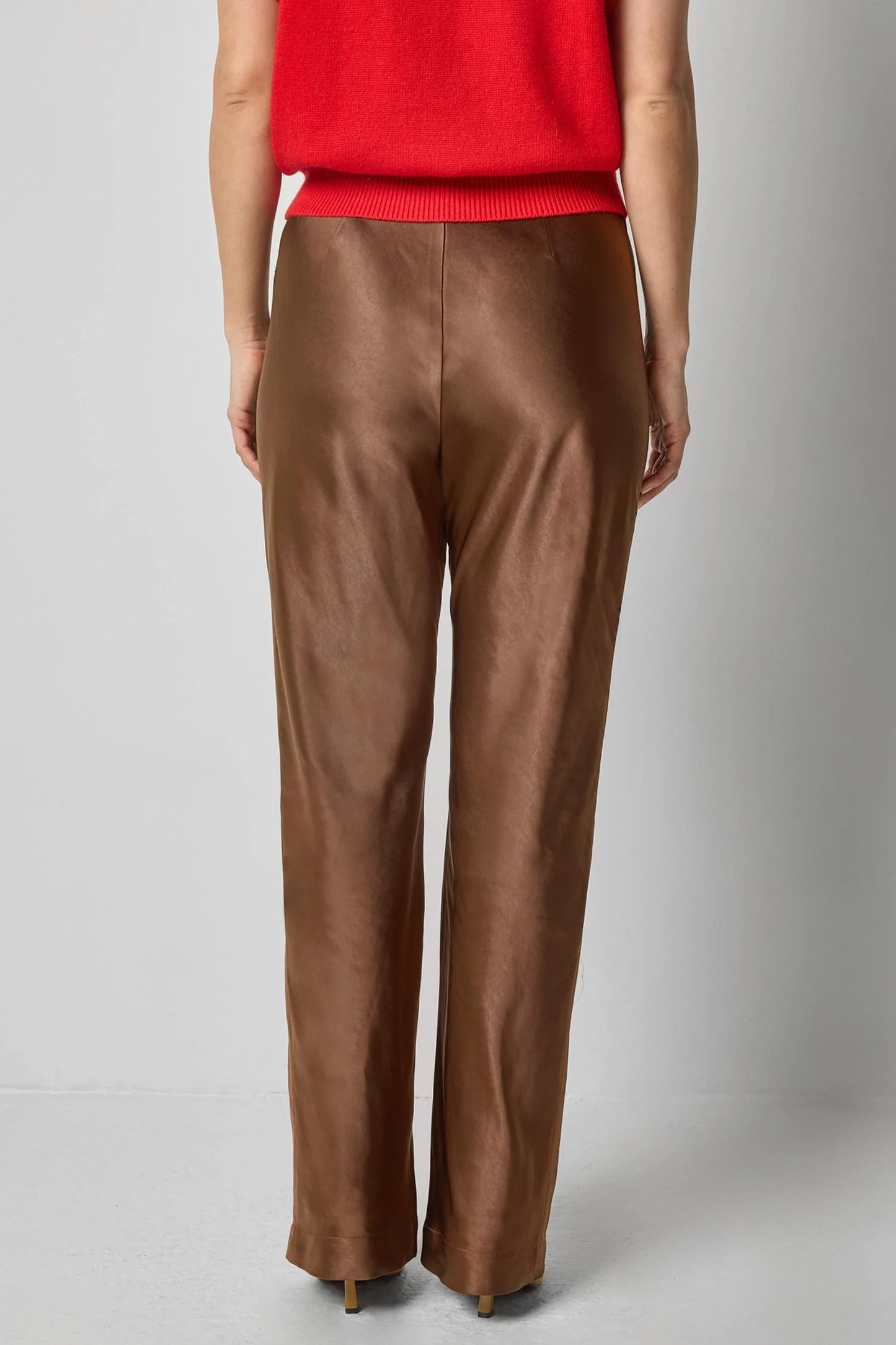 Satin Clean Front Pant in Chocolate by Lilla P