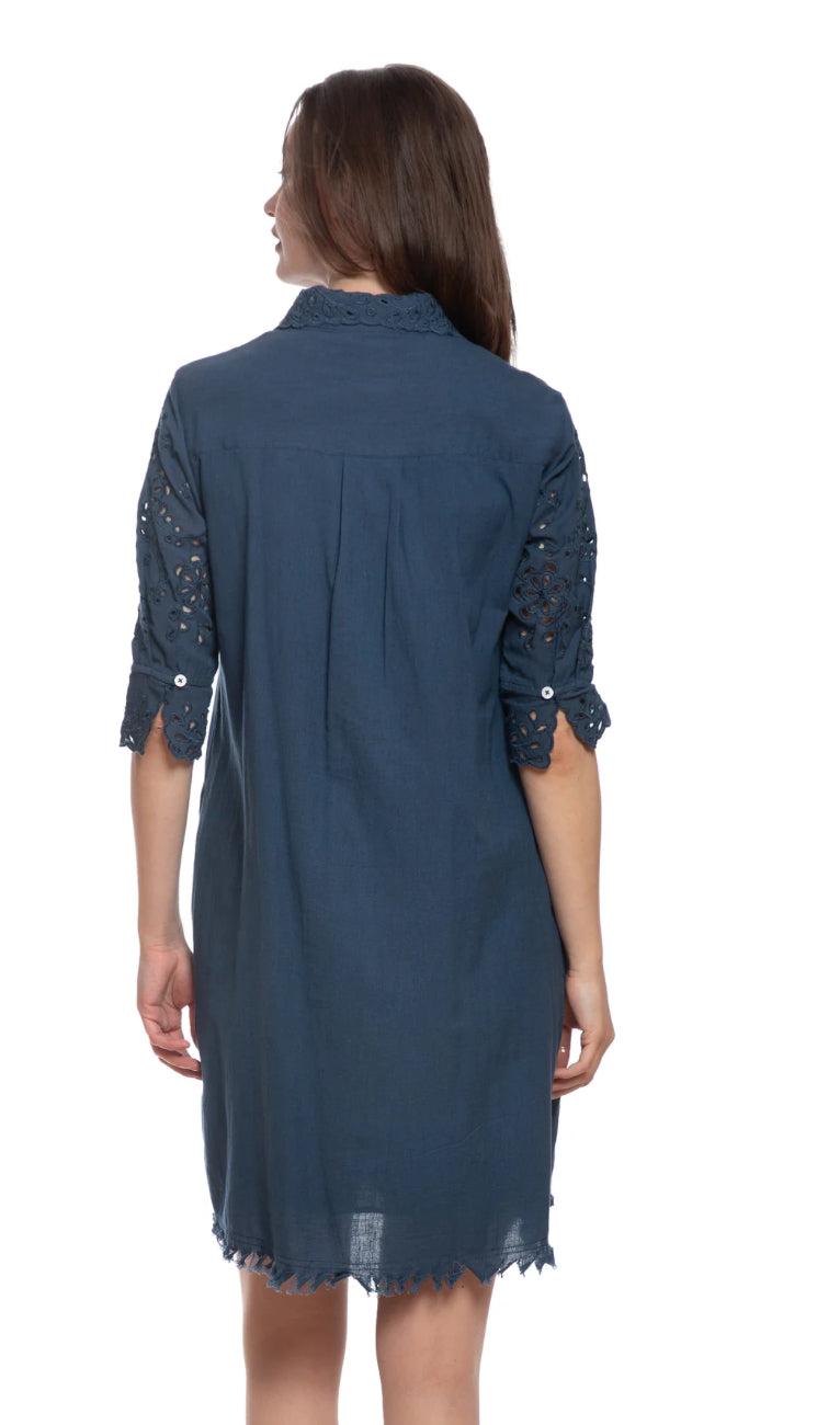 Eyelet Dress in Navy by Dizzy Lizzie