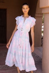 CINCHED FLIRTY MIDI- SAMODE GREEN by Oliphant