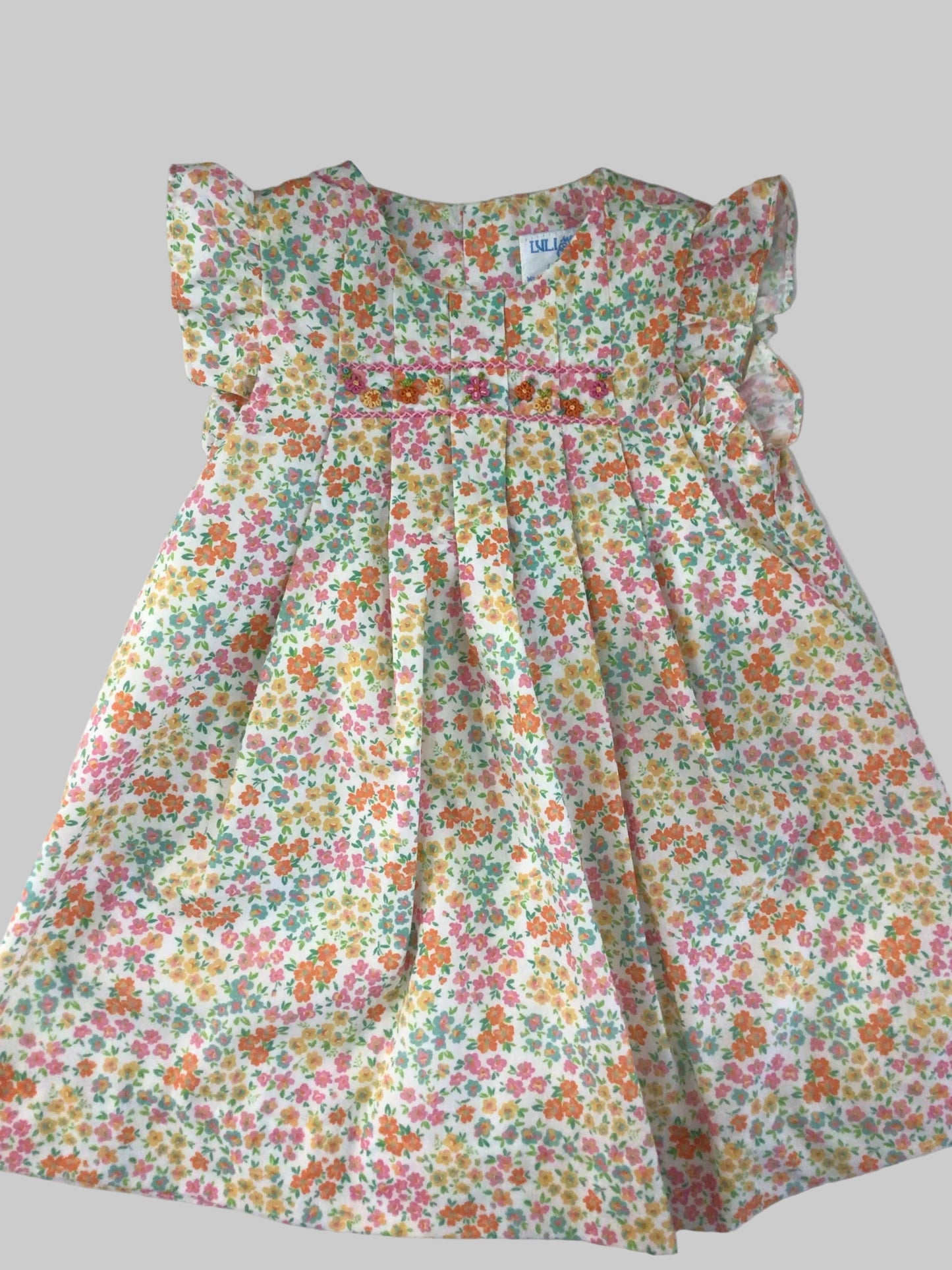 Easter Garden Pleated Dress in Orange by Luli & Me by Maria Casero