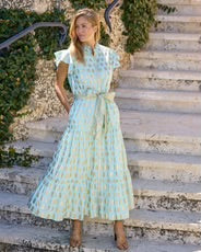 Mirabella Dress Foulard Border Light Aqua by Jude Connally